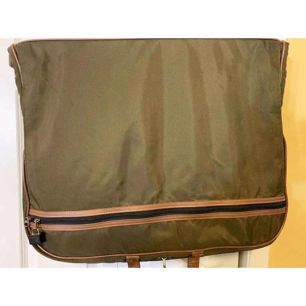 Vintage Lark‎ Travel Luggage Hanging Garment Bag Olive Brown
